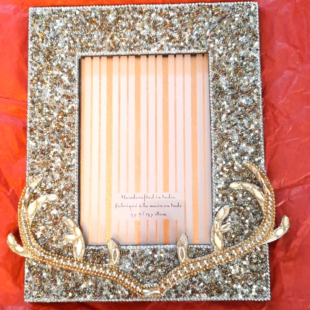 Sparkly antlers picture frame